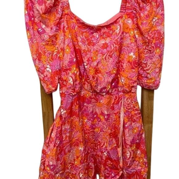Ted Baker London Betha Floral Square Neck Dress In Pink & Orange Size 2 - Picture 5 of 9